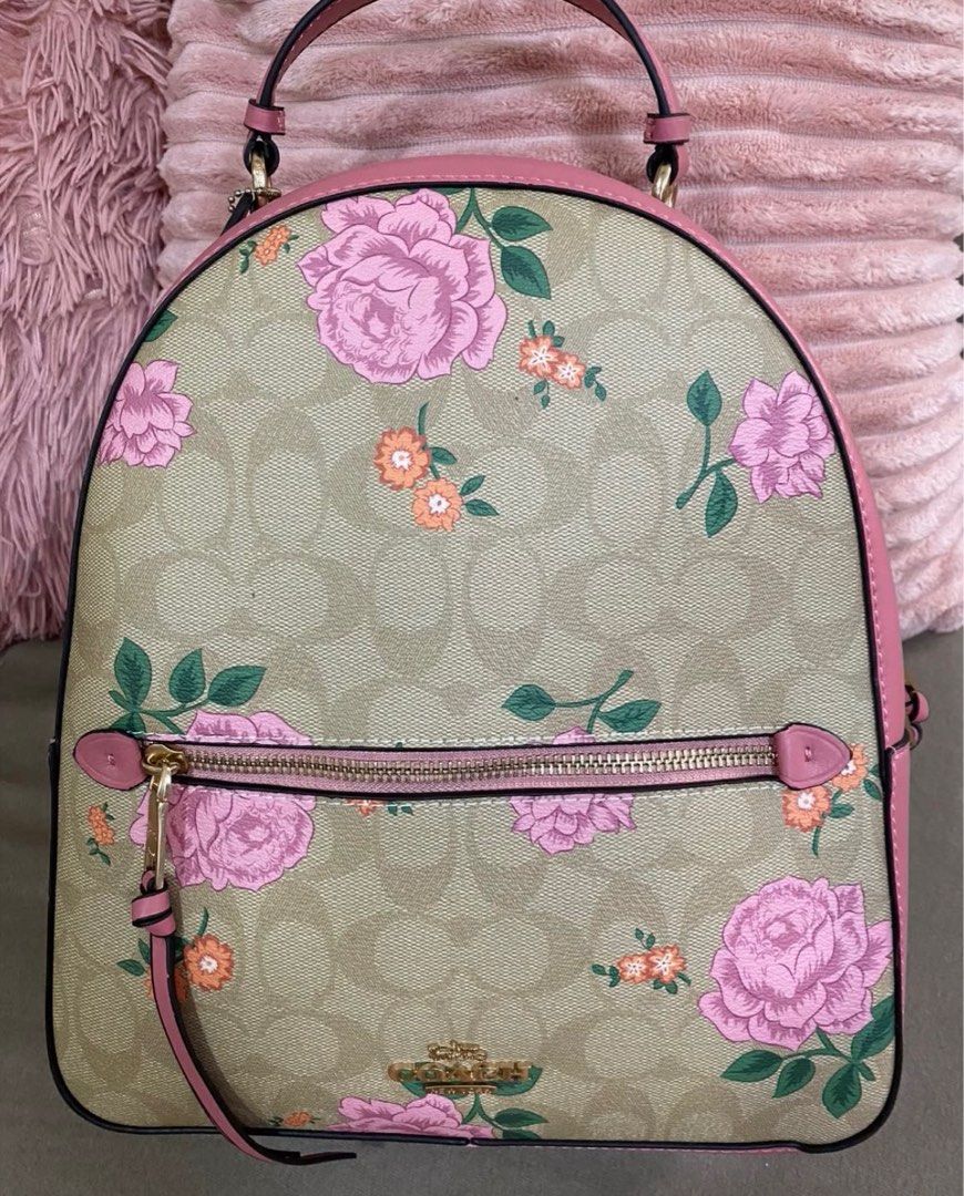 Jordyn backpack in signature top canvas with prairie rose print
