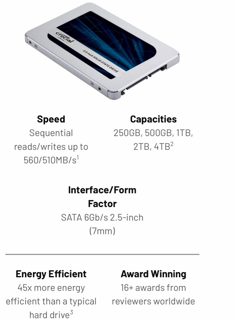 Crucial sale ssd 500gb