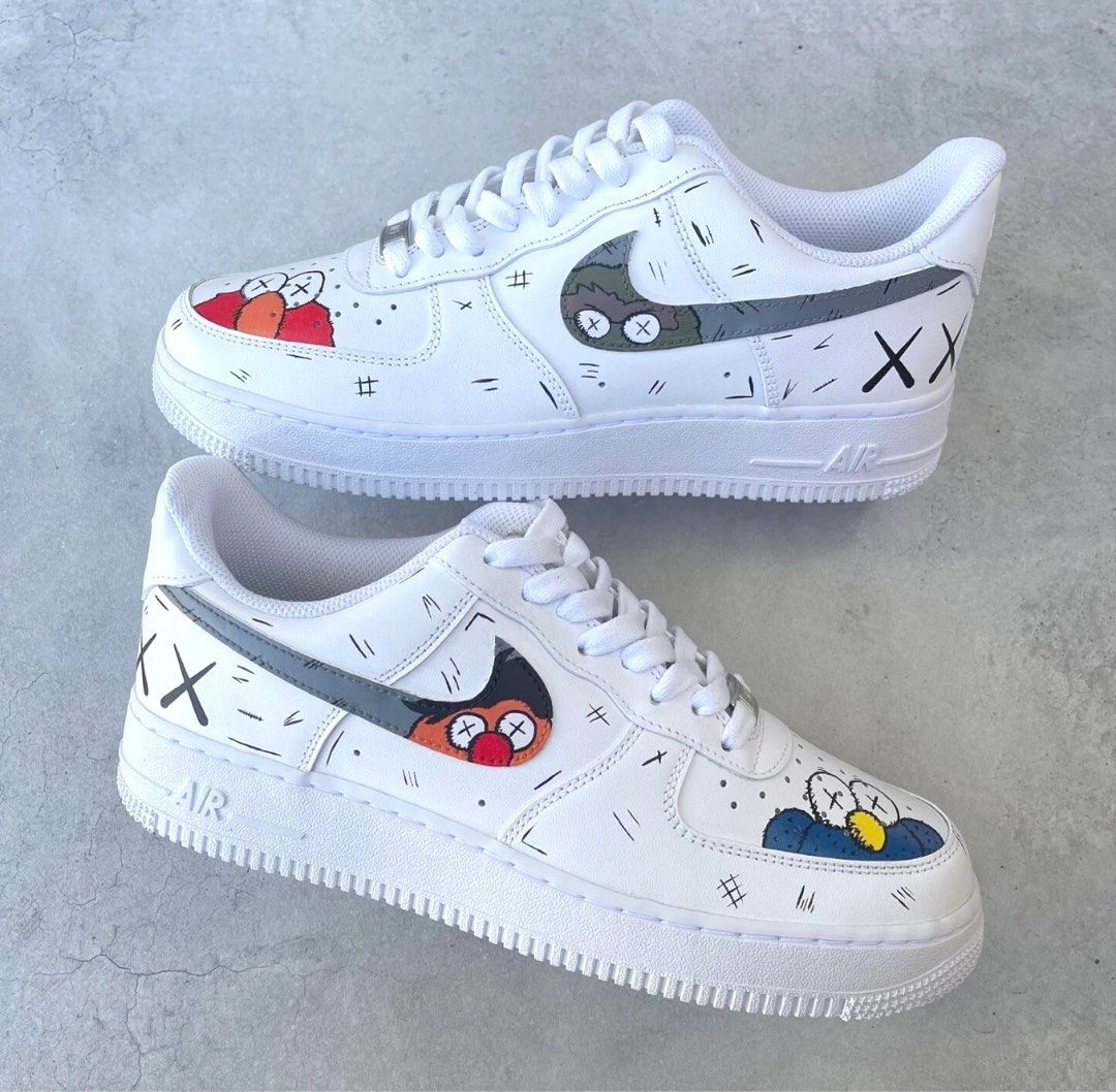 Custom Nike Air Force 1 AF1 Kaws inspired x elmo Men s Fashion