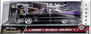 DC Comics Bombshells Catwoman & 1959 Cadillac Die-cast Car, 1:24 Scale Vehicle & 2.75" Collectible Figurine 100% Metal Jada Toys