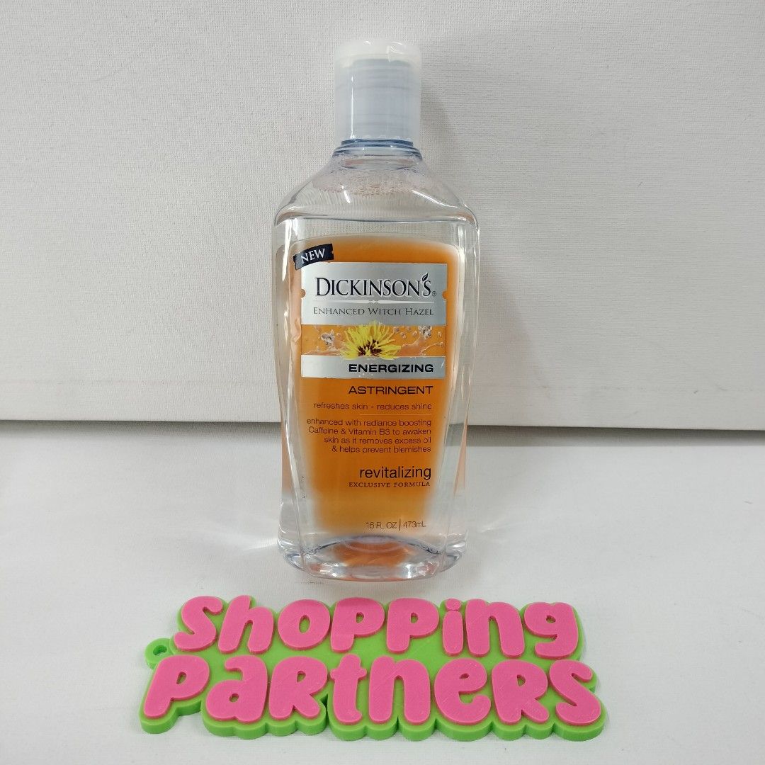 DICKINSON'S ENERGIZING ASTRINGENT TONER 473ML (Category: Face Care) located in Quezon City. Submitted by shoppingpartners (Listing ID 1282885030, Image 3). Description: Refreshes skin - reduces shine., Enhanced with radiance boosting caffeine & vitamin B3 to awaken skin as it removes excess oil & helps prevent blemishes. Revitalizing..