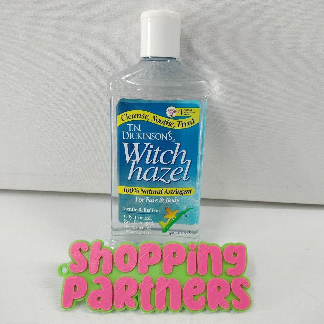 DICKINSON'S WITCH HAZEL 100% NATURAL ASTRINGENT TONER (Category: Face Care) located in Quezon City. Submitted by shoppingpartners (Listing ID 1282880001, Image 3). Description: Avaialable size 240ml- 399 473ml-489 T.N. Dickinson's Witch Hazel Astringent is the only 100% natural astringent that effectively cleanses, soothes and treats everyday skin irritations and minor skin conditions, without overdrying or leaving behind irritating residue. Gent