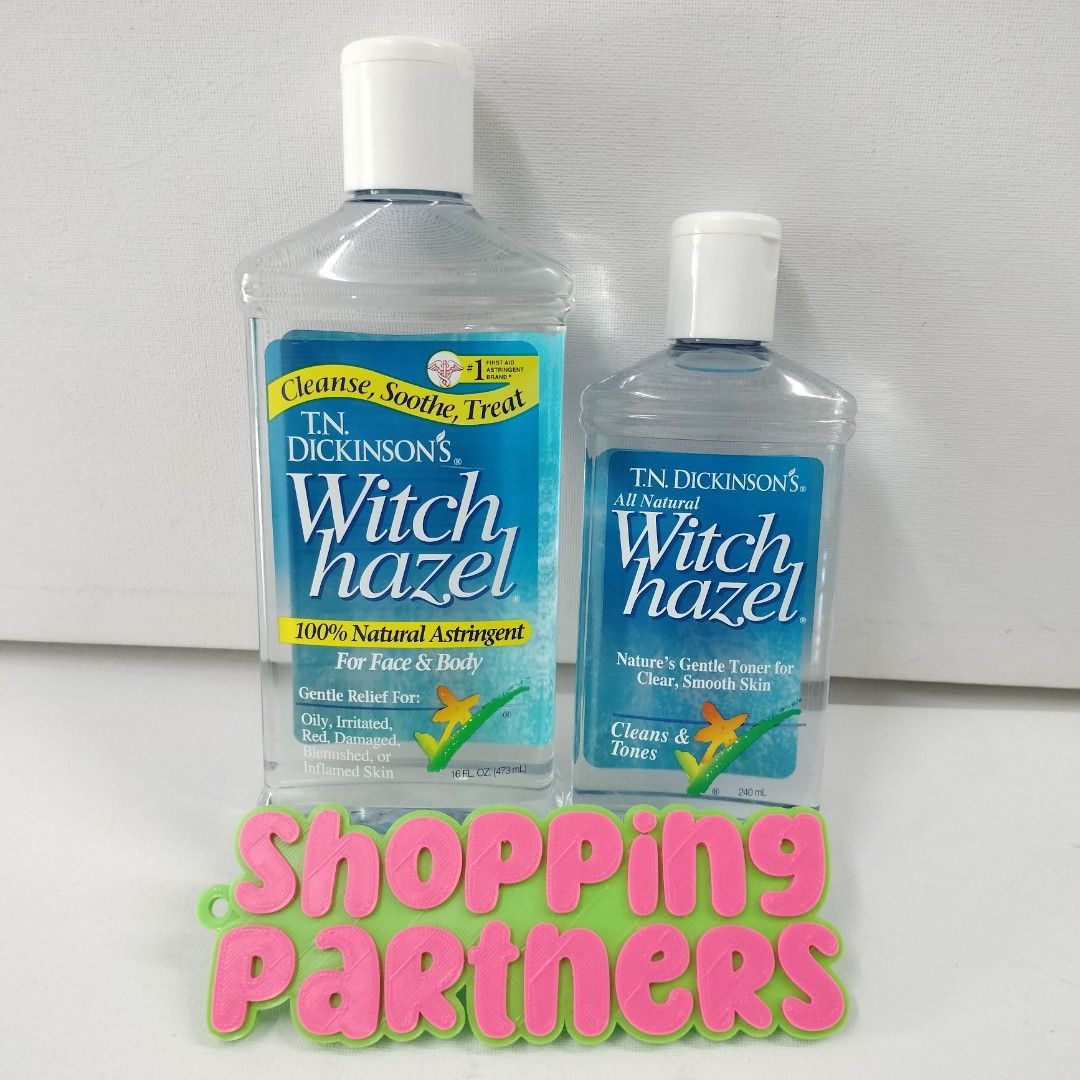 DICKINSON'S WITCH HAZEL 100% NATURAL ASTRINGENT TONER (Category: Face Care) located in Quezon City. Submitted by shoppingpartners (Listing ID 1282880001, Image 2). Description: Avaialable size 240ml- 399 473ml-489 T.N. Dickinson's Witch Hazel Astringent is the only 100% natural astringent that effectively cleanses, soothes and treats everyday skin irritations and minor skin conditions, without overdrying or leaving behind irritating residue. Gent