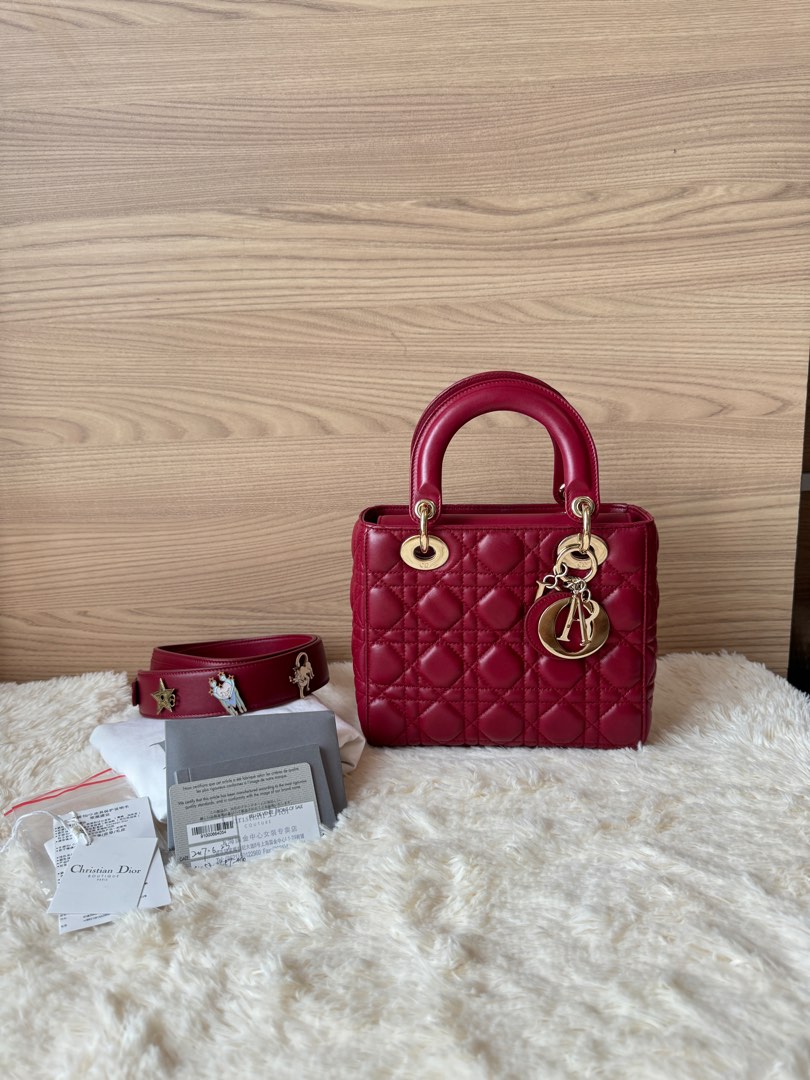 Red mini lady dior bag online