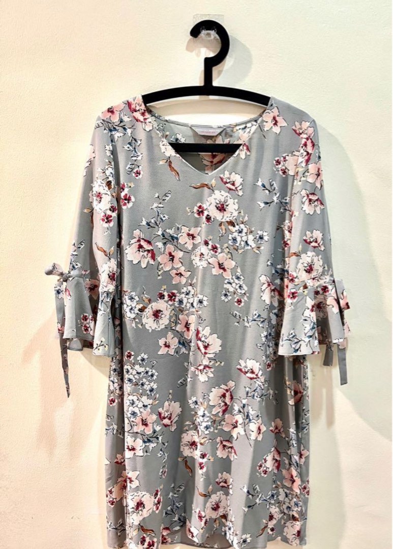 Dorothy Perkins Grey Floral Fress Dress Women s Fashion Dresses
