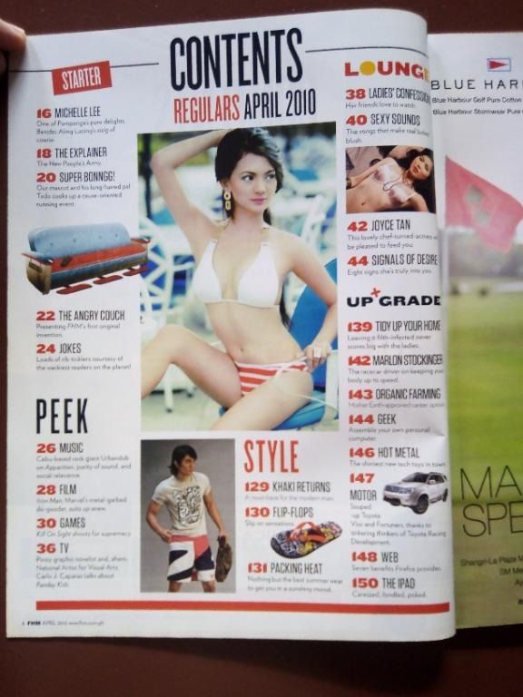 FHM Philippines - April 2010 (Category: Magazines) located in Mandaluyong City. Submitted by neko.neko21 (Listing ID 1282834430, Image 3). Description: SIZE :8 x 11 INCHES FORMAT : MONTHLY MAGAZINE / Mens Lifestyle REMARK : - COVER MODEL : KRISTEL MORENO - THE MAGAZINE HAS SOME FOLDS AND DISCOLORATIONS. - WEAR AND TEAR PRESENT - PAGES ARE STILL INTACT. PAYMENT METHOD - BDO - BANK OF COMMERCE - G CASH - CASH (on pick up) *SHIPPING or PICK UP - PIC