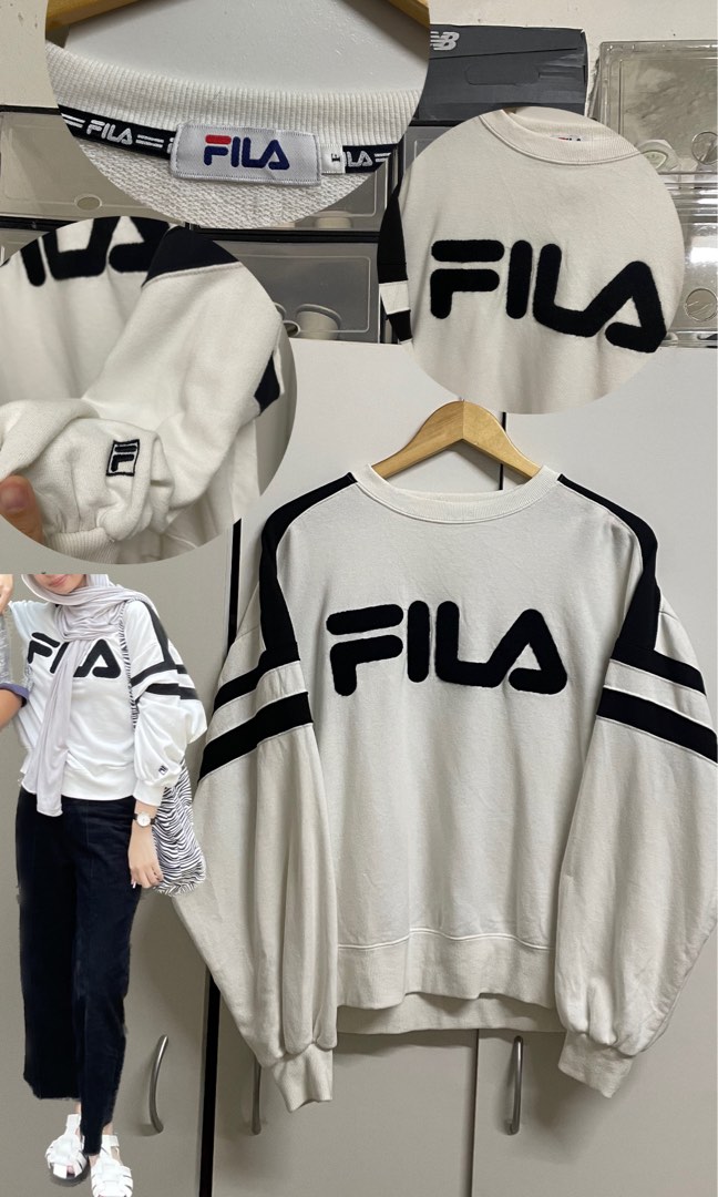 Fila sweatshirt baggy Women s Fashion Tops Longsleeves on Carousell