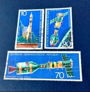 Germany DDR 1975 - America-Soviet Space Co-operation 3v. (used) COMPLETE SERIES