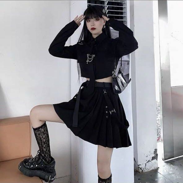 Black skirt ulzzang clearance