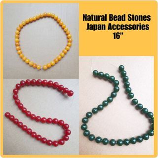 3 pcs japan Bead Stones  Accessories Red Carnelian Yellow Jade