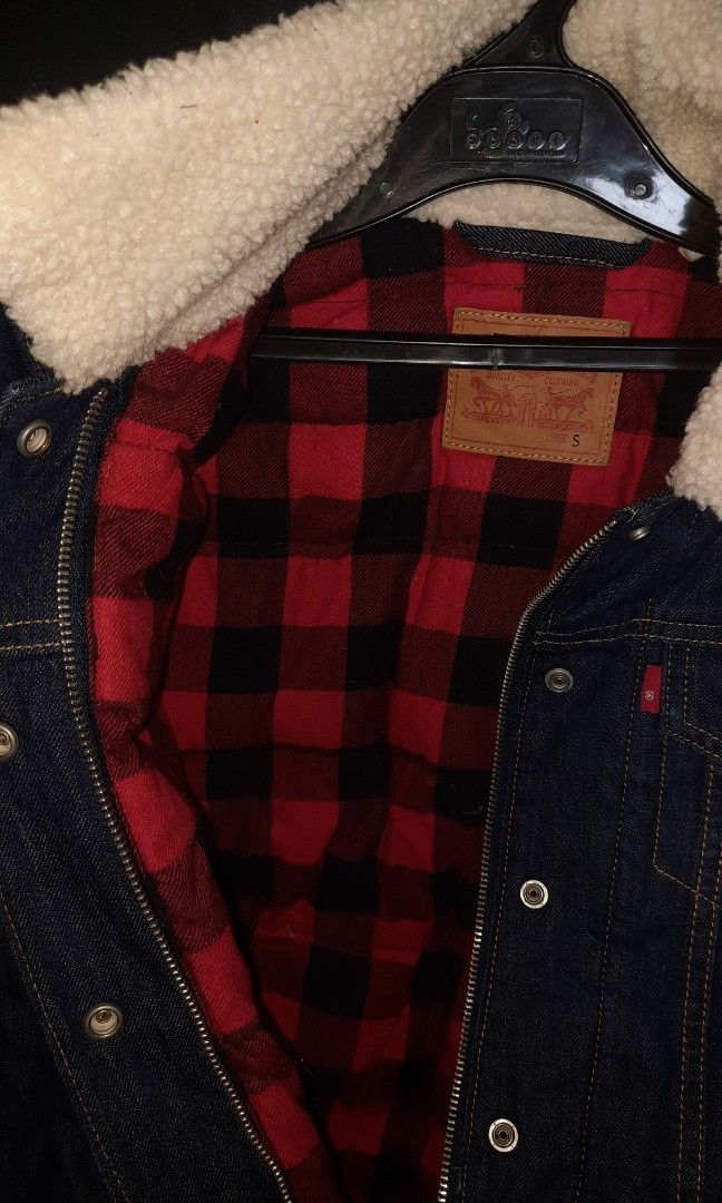 Sherpa Trucker Red Denim Jacket Levi's Levi Strauss Levis