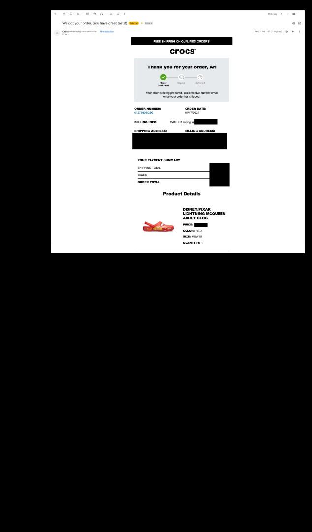 Lightning McQueen Crocs Adult Size M8W10 Genuine Men s