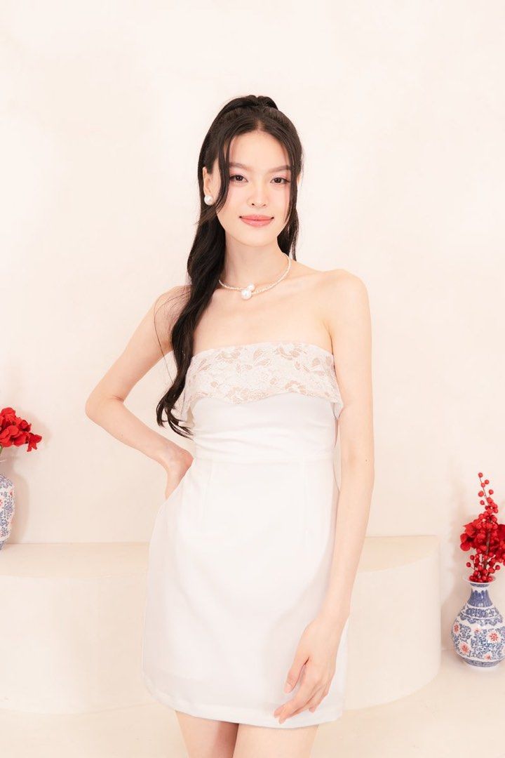 White dress cheap with lace