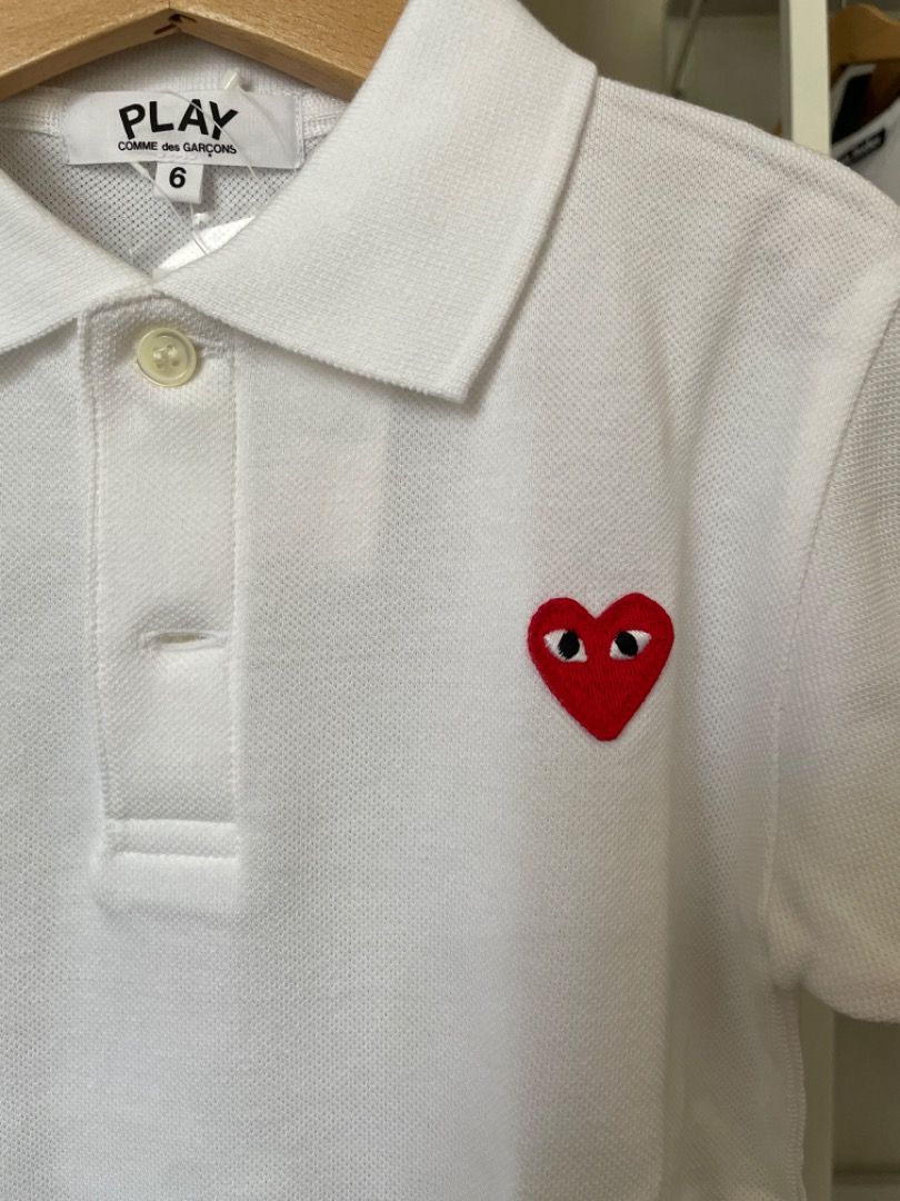 cdg polo shirt white