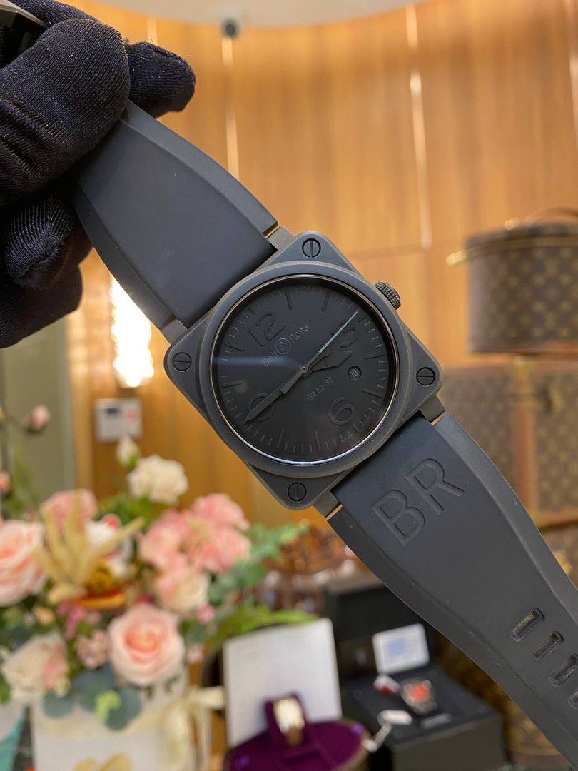 NEW YEAR SALE BELL ROSS BR 03 92 CERAMIC ALL BLACK 42MM AUTOMATIC YEAR 2019 WATCH FULL SET