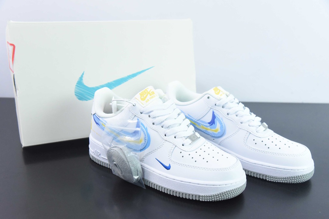 Nike Air Force 1 Low 07 x BAPE white and blue flame Men s Fashion
