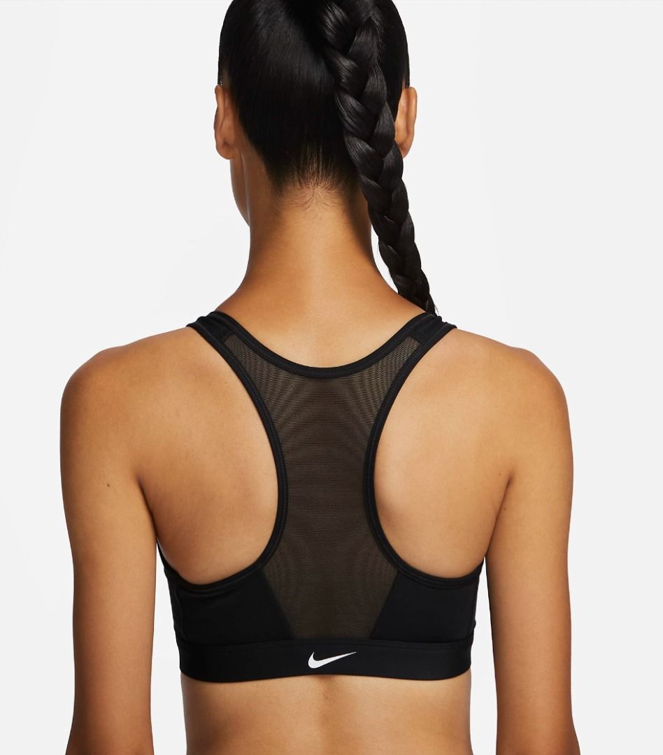 Nike Women's Medium Support Zip Front Sports Racerback Bra Black S