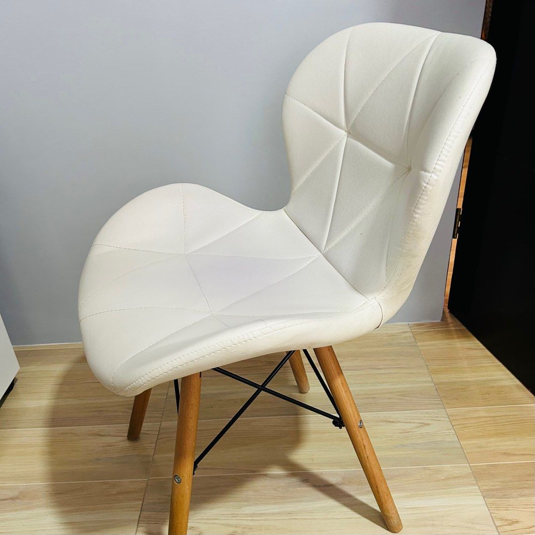 Nordic Cream Office Chair (Category: Chairs) located in Taytay. Submitted by jenuineph (Listing ID 1282919201, Image 3). Description: Materials:Leather and Wood Issues: Needs cleaning and back leather has some small scratches only; see last photo for reference. #2024declutter.