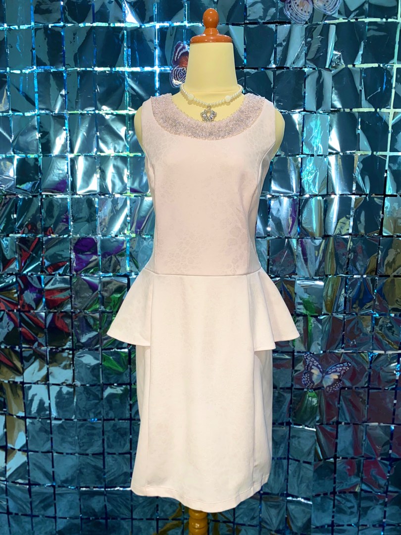 Nude Pink Peplum Sleeveless Dress Women s Fashion Dresses Sets