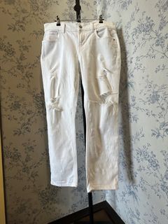 Old Navy Boyfriend Distressed White Jeans