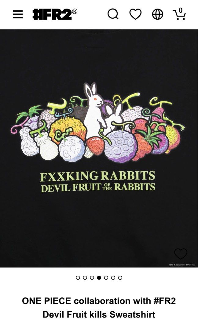 ONE PIECE x #FR2 Devil Fruit kills Sweatshirt, 男裝, 上身及套裝 