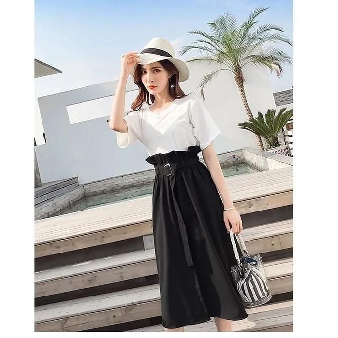 Plus size long black skirts sales