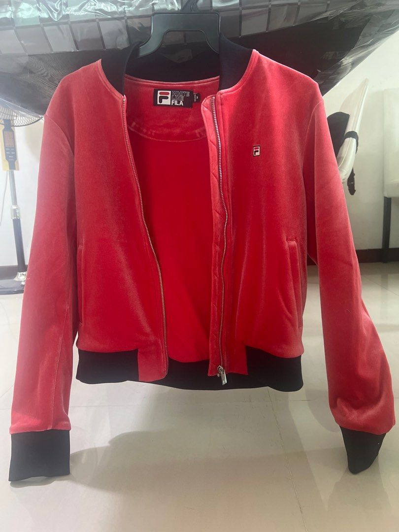 Red best sale jacket fur
