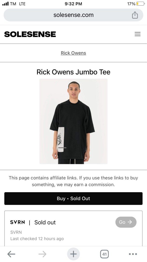 Rick Owens jumbo tee (Category: Tshirts & Polo Shirts ) located in Zamboanga. Submitted by alzuldik (Listing ID 1282835211, Image 1). Description: Ric Owens Size large W22 L32 Verygood Condition Colorate 9.5/10 Issue nasa last pic one pinhole Price : 900 pesos.