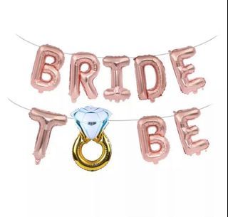 Rose Gold Bride To Be Banner Balloons