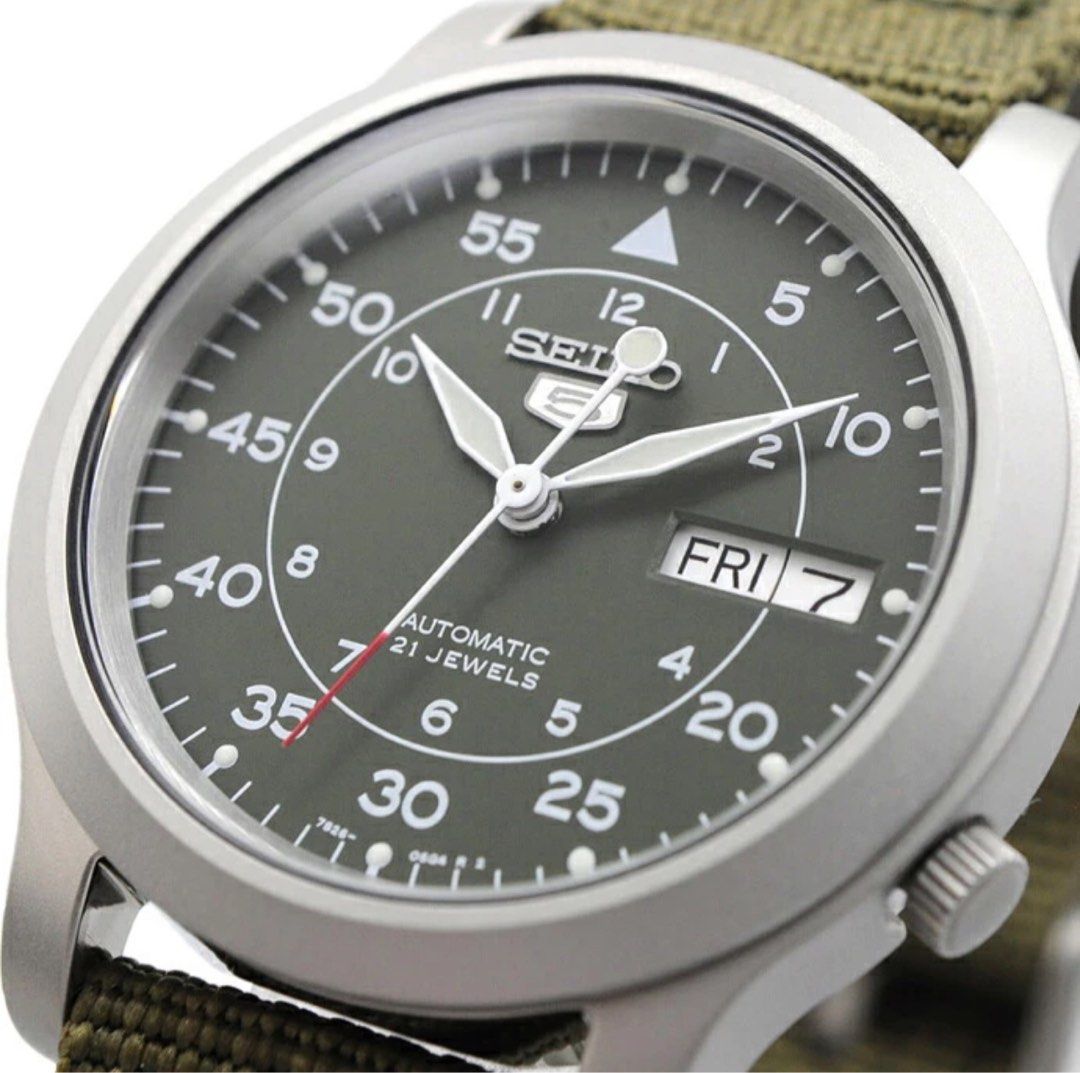 Seiko 5 SNK805K2 Classic Military Automatic Army Green Nylon Strap Men Watch SNK805K SNK805