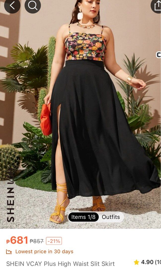 Long skirt with side slit - Women's fashion