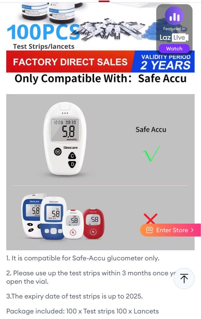 Sinocare Sinodraw Soft Safe-Accu Lancets (50s) (Category: Health Monitors & Weighing Scales) located in Quezon City. Submitted by caraousells (Listing ID 1282910858, Image 3). Description: 50 each 01/2028 Expiration .