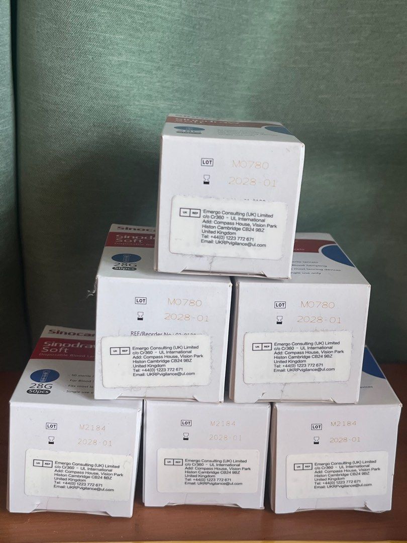 Sinocare Sinodraw Soft Safe-Accu Lancets (50s) (Category: Health Monitors & Weighing Scales) located in Quezon City. Submitted by caraousells (Listing ID 1282910858, Image 2). Description: 50 each 01/2028 Expiration .