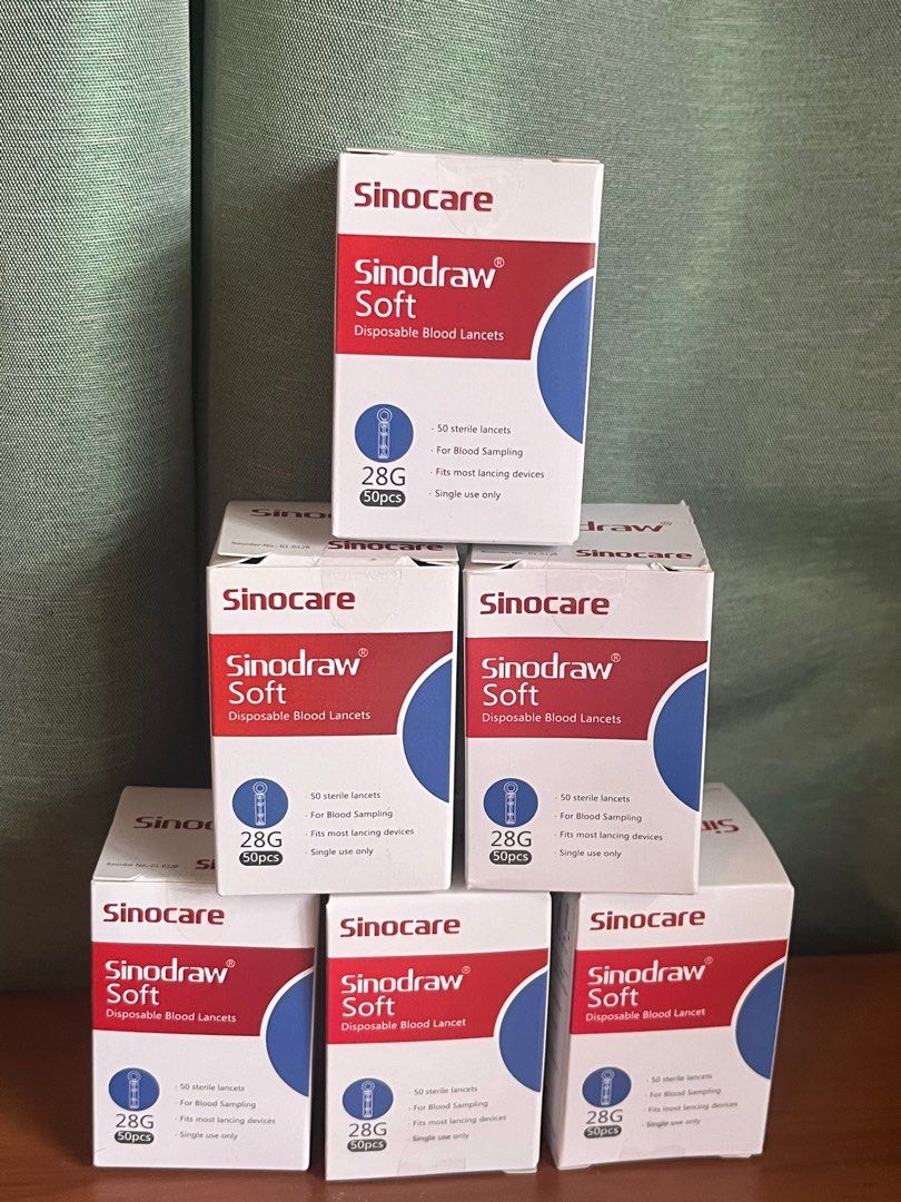 Sinocare Sinodraw Soft Safe-Accu Lancets (50s) (Category: Health Monitors & Weighing Scales) located in Quezon City. Submitted by caraousells (Listing ID 1282910858, Image 1). Description: 50 each 01/2028 Expiration .