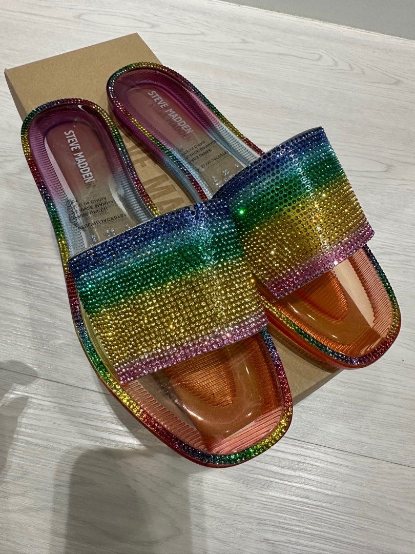 Steve madden rainbow slides sales