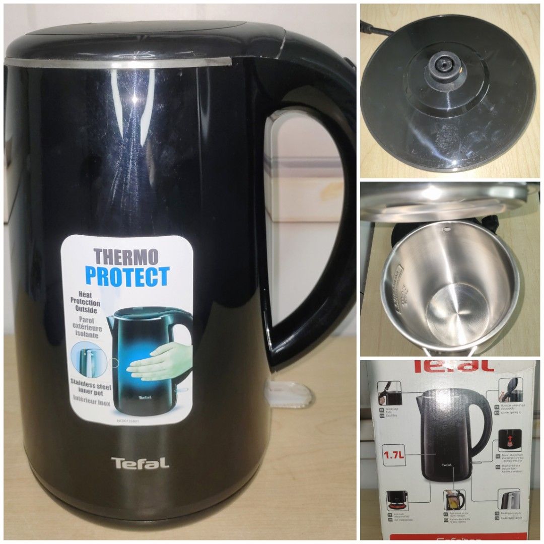 Tefal KO2618 safe tea kettle 1.0L (Category: Kettles & Airpots) located in Rizal. Submitted by zaldybanan (Listing ID 1282976787, Image 3). Description: 1830 watts 1L capacity double layer insulation Dual heat barrier to better protect your hands Stainless steel interior Assisted opening lid for easier filling and cleaning Pilot light with automatic switch off, 360° rotational base Concealed Heating Element seamless stainless steel.