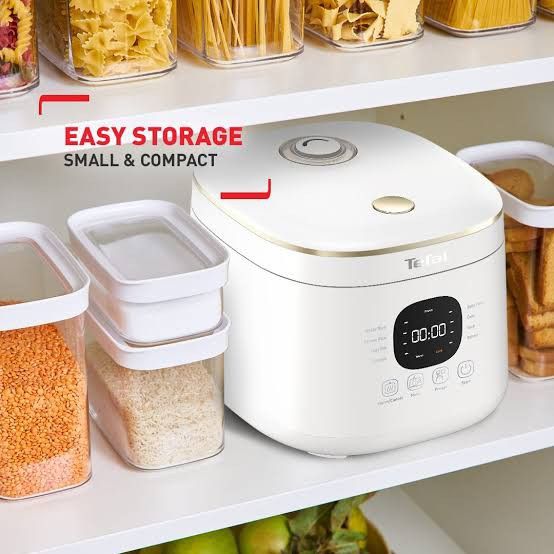 Tefal Rice mate Rk5151 mini rice cooker (Category: Cookers) located in Rizal. Submitted by zaldybanan (Listing ID 1282979674, Image 3). Description: 4cups or 0.7L. AI Smart cooking technology 3mm rolling edge 4 layers nonstick coating 8 cooking functions ( White rice, brown rice, claypot, congee, Baby food, cake, Soup and reheat digital soft-touch panel 24 hours preset function 12 hours keepwarm removable underlid cover white with light gold lini