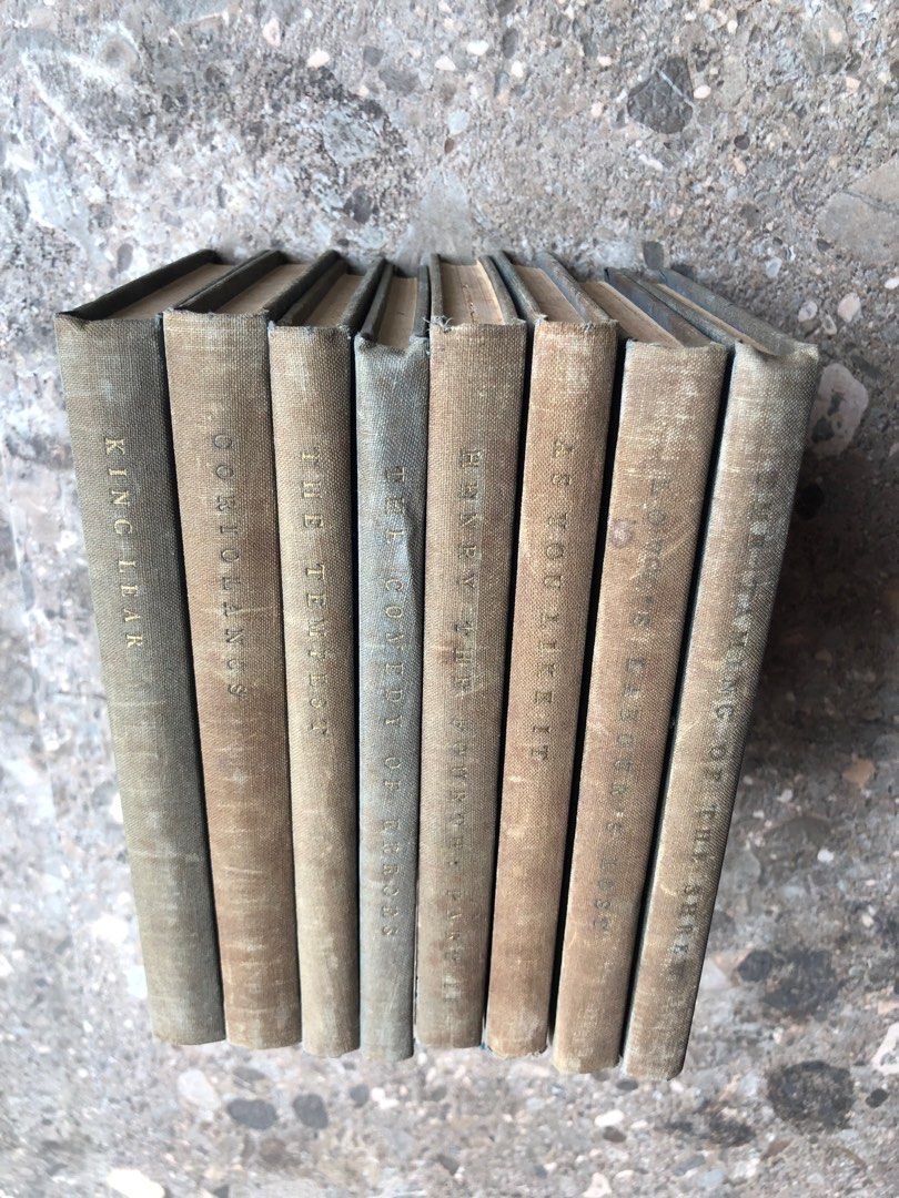 The Yale Shakespeare 1950s Book Collection (Category: Storybooks) located in San Juan City. Submitted by ethannate (Listing ID 1282839482, Image 3). Description: The Yale Shakespeare 1950s Revised Edition 1950s Set of 8pcs Still Well binded and good condition Hard bound Printed in the United States of America 1. THE TAMING OF THE SHREW 2. KING LEAR 3. THE TRAGEDY OF CORIOLANUS 4. THE TEMPEST 5. THE COMEDY OF ERRORS 6. HENRY THE FOURTH PART II 7. 