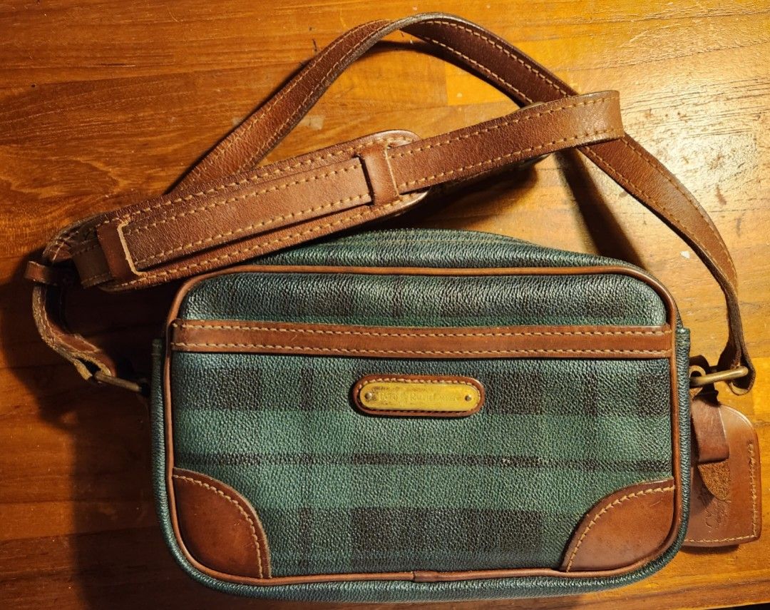 TRUE VINTAGE RALPH LAUREN LEATHER PLAID CROSS BODY BAG Women s