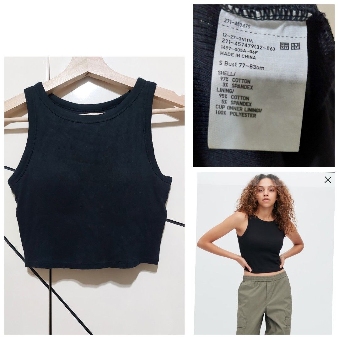 Uniqlo croppred bra pudded sleeveless, Women's Fashion, Tops, Blouses on  Carousell