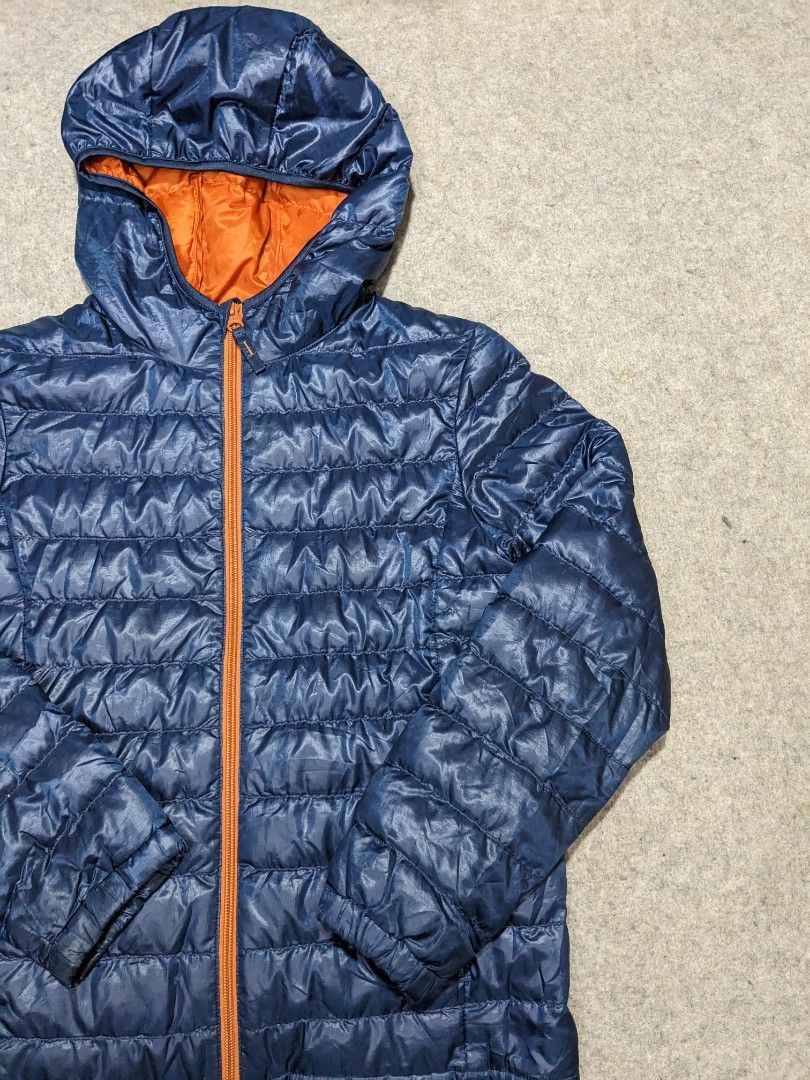 UNIQLO KIDS Ultra Light Down Jacket Winter Snow Blue Hooded Puff Puffer Size 150 Babies Kids Babies Kids Fashion on Carousell