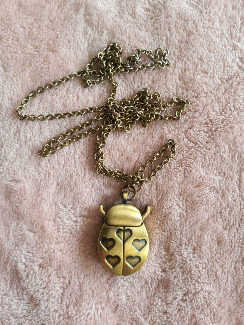 Vintage ladybug online watch necklace