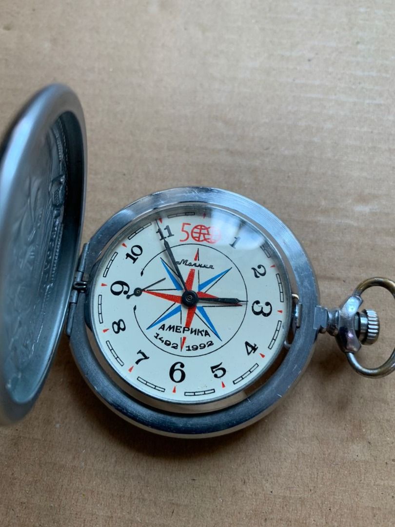 Vintage Molnija Christopher Columbus 500th Anniversary Discovery of America Pocket Watch Men s Fashion Watches Accessories Watches on Carousell