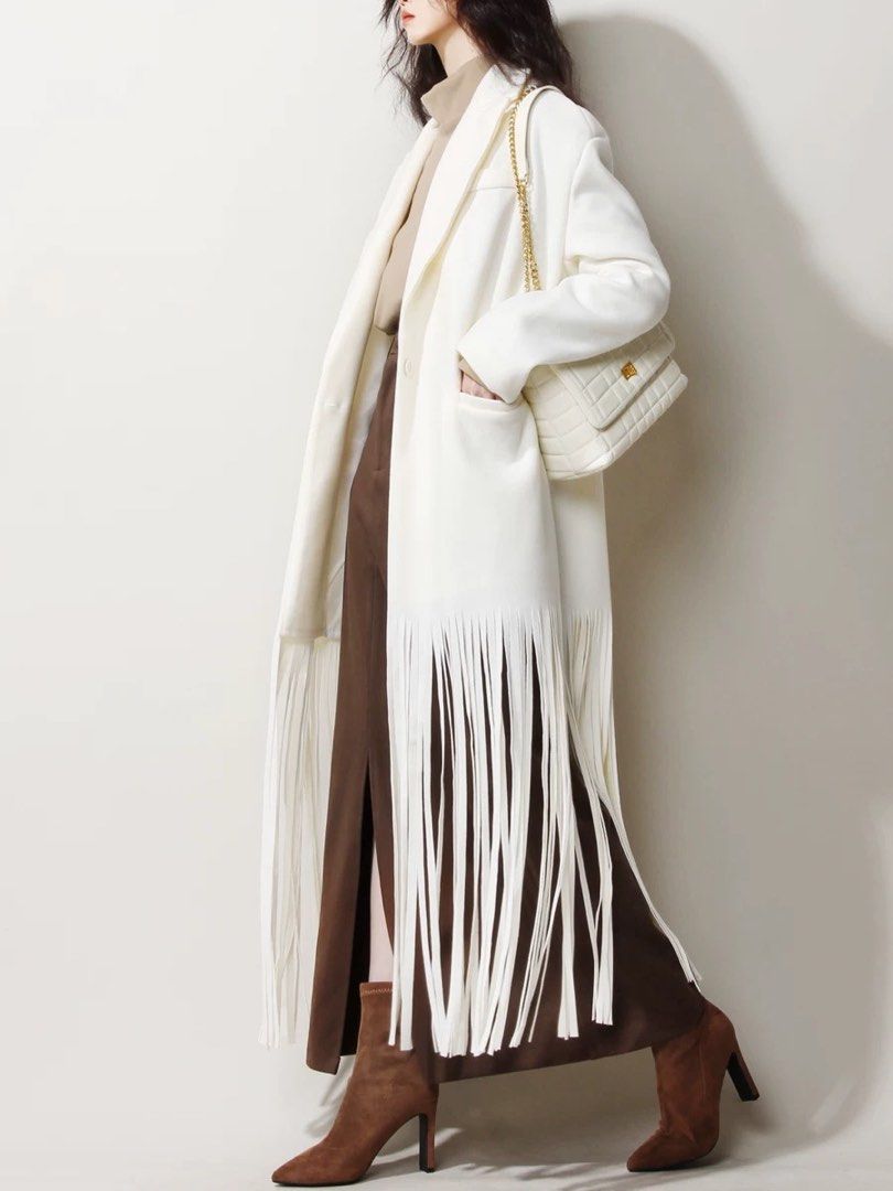 White top fringe coat