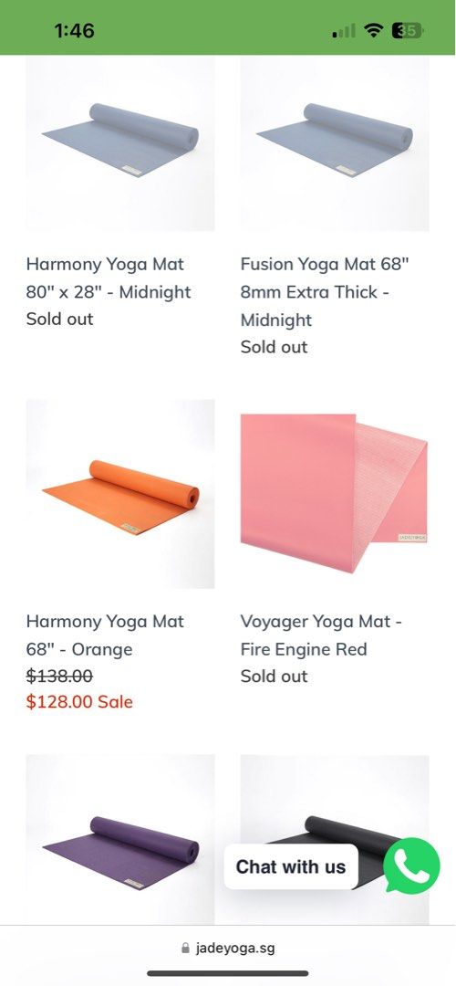 Buy JADE YOGA Harmony 68 Inch Yoga Mat (Fire Engine Red) Online