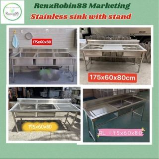 175 x 60 x 80cm Kitchen sink with stand heavy duty for commercial & Industrial use makapal
