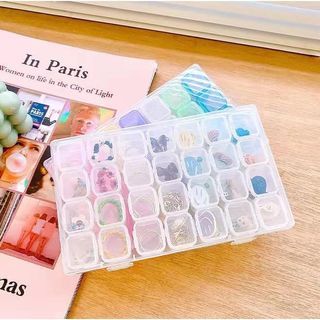 28 Slots Nail Art Storage Box Plastic Transparent Display Case Organizer Holder for Rhinestone Beads
