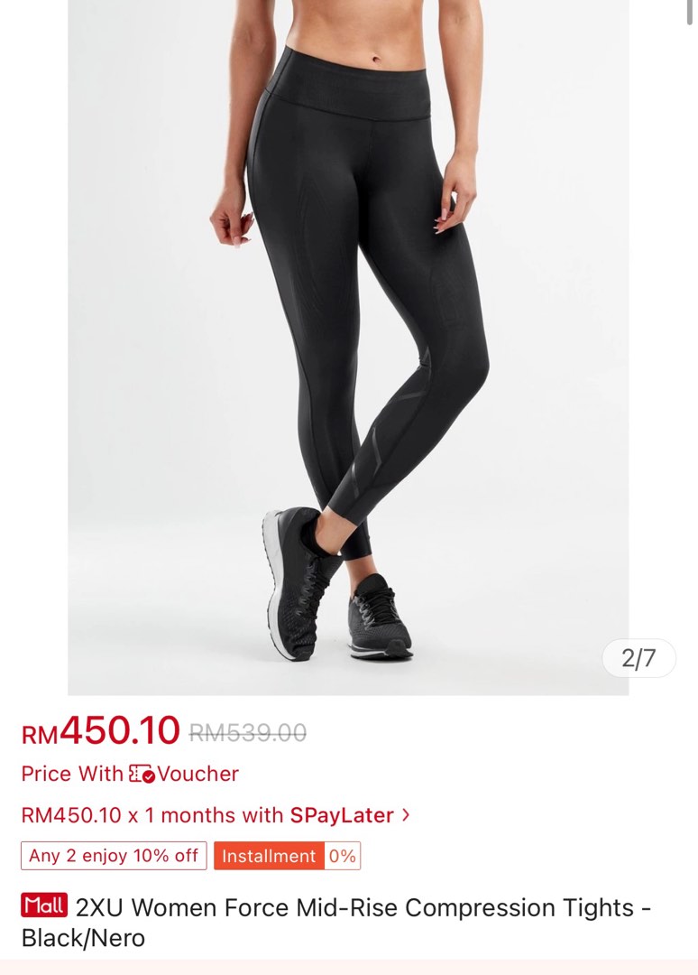 2XU Women Force Mid-Rise Compression Tights -Black/Nero, Women's Fashion,  Activewear on Carousell