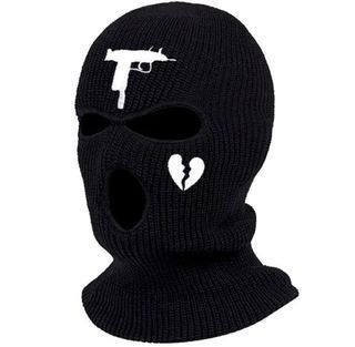 3 Hole Full Face Ski Mask Winter hat heart embroidery Balaclava Hood Beanie Warm Tactical cap Outdoor Sports Windproof Knit Hat