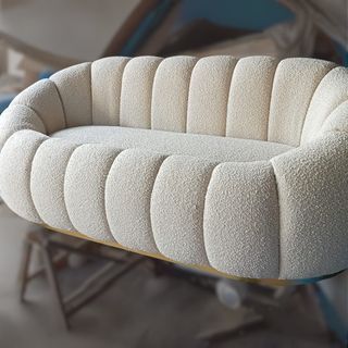 Nordic Plush Pumpkin Sofa in Lamb Cashmere Fabric (Modern Sofa)
